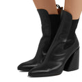 New thick-heeled high-heeled cowhide ankle boots