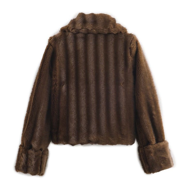 Womens Short Faux Fur Jacket