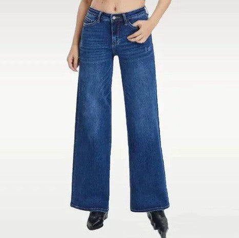 Womens Straight-leg Loose-fit Denim Jeans