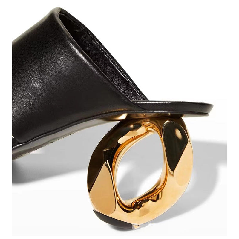 Women's High Heel Simple All-match Sandals Square Toe