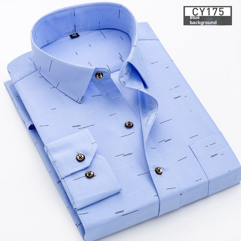 Men's Printed Long-sleeved Shirt Korean Style