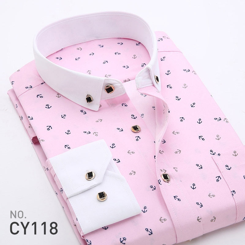 Men's Printed Long-sleeved Shirt Korean Style