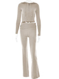 Hoodie Suit Sports Leisure Sexy Zip Long Sleeve Sweater And High Waist Long Pants Set Women's Clothing
