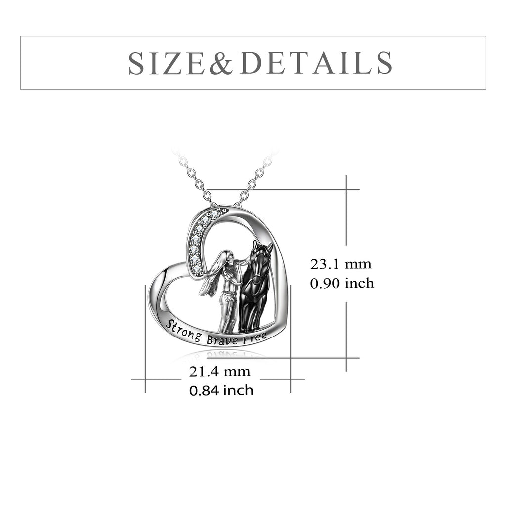 Sterling Silver Horse and Girl Pendant Necklace for Girls Women