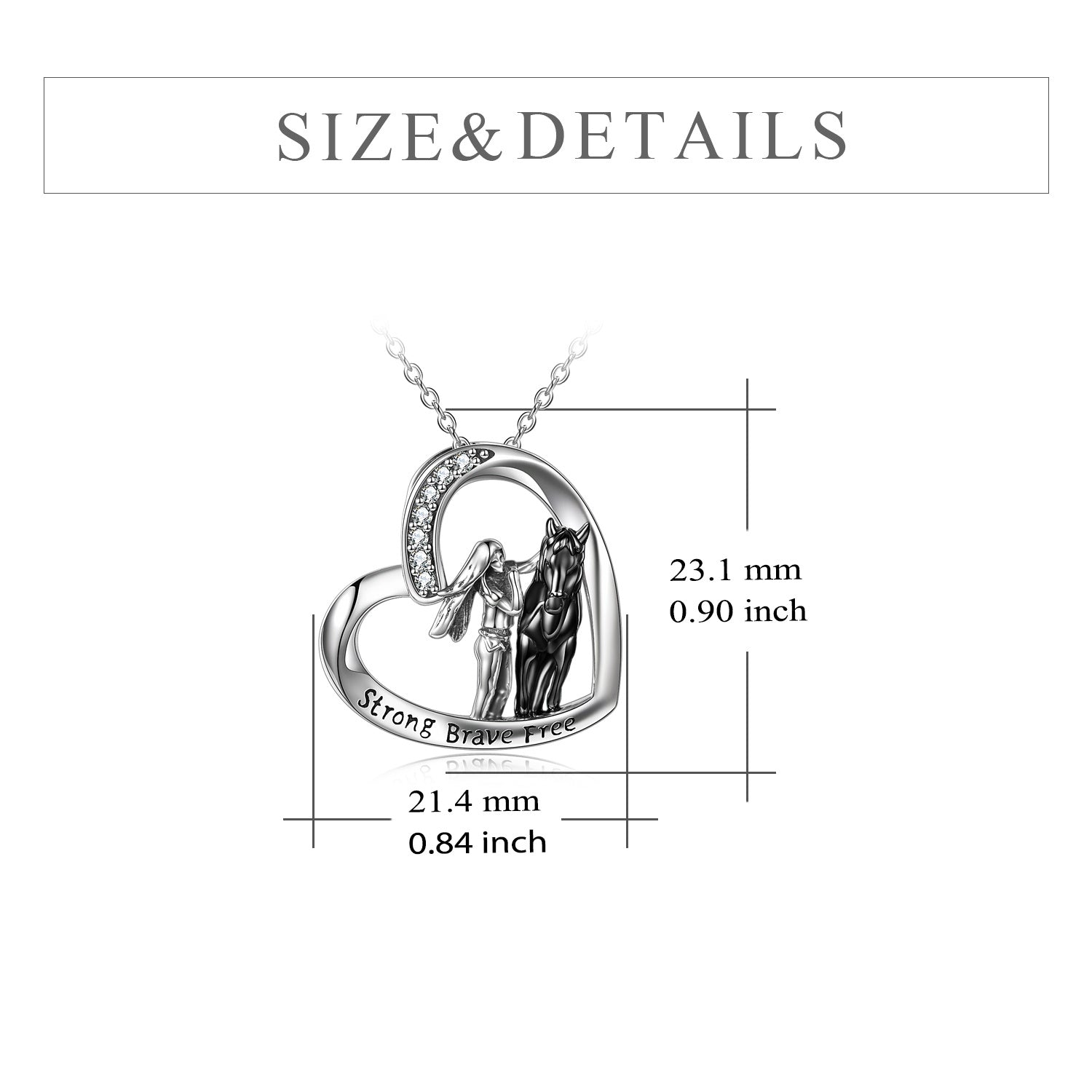 Sterling Silver Horse and Girl Pendant Necklace for Girls Women