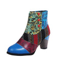 Fashion Thick-Heeled Ethnic Style Stitching Martin Boots